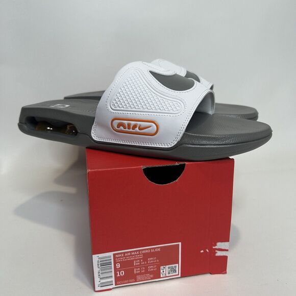 Nike Max Cirro Slides Sandals “White Gray Orange Platinum” 2024 - Picture 3 of 5